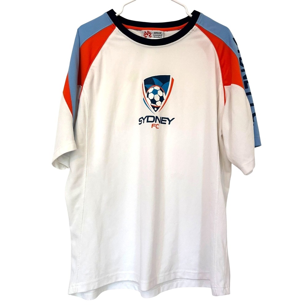 Sydney FC A-League‎ Soccer Jersey White Raglan Men's Medium Cooper Sports